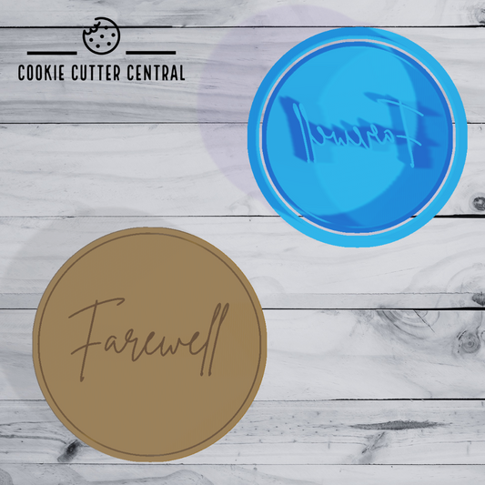 Farewell Cookie Cutter and Embosser - 6.5cm round
