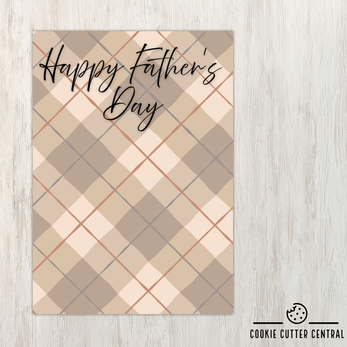 Neutral Plaid Happy Father’s Day Cookie Backing Cards – Pack of 10