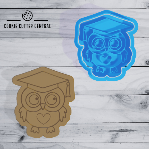 Graduation Owl Cookie Cutter and Embosser - 7cm x 6.2cm