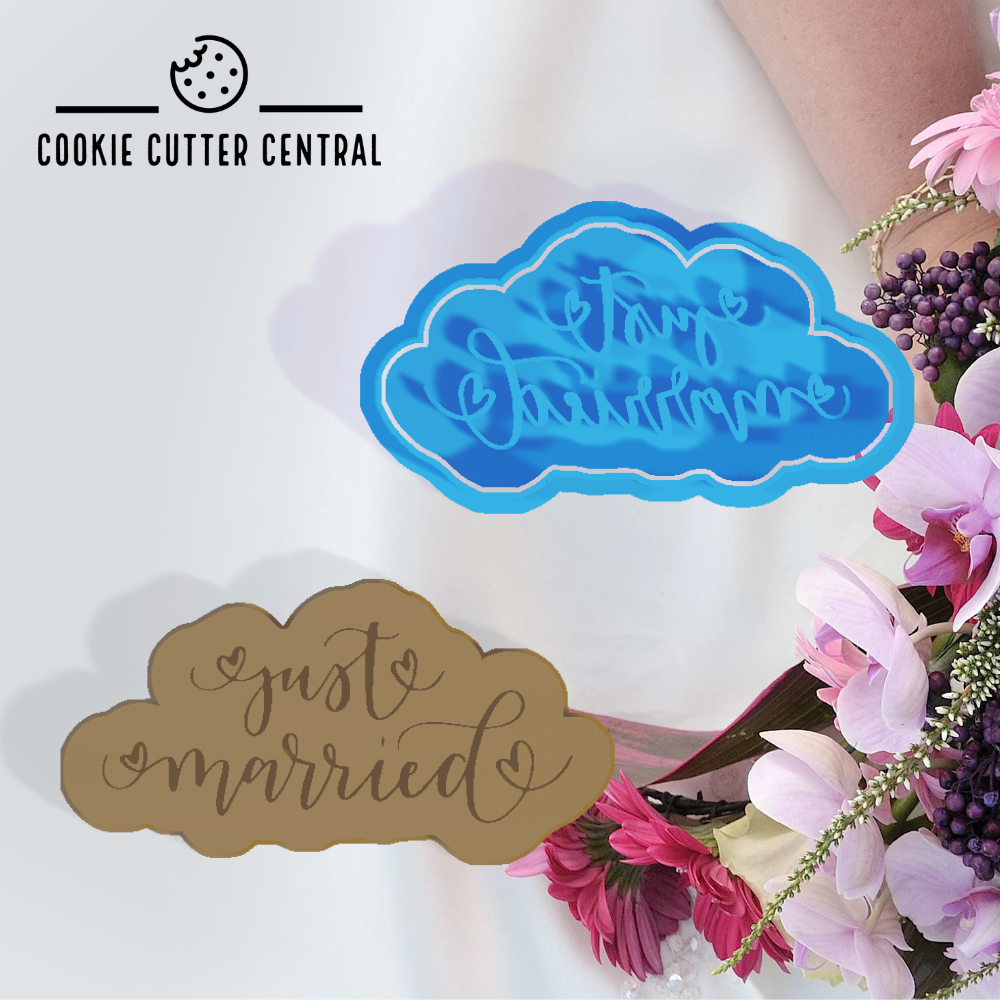 Just married Cookie Cutter and Embosser - 5cm x 9.6cm