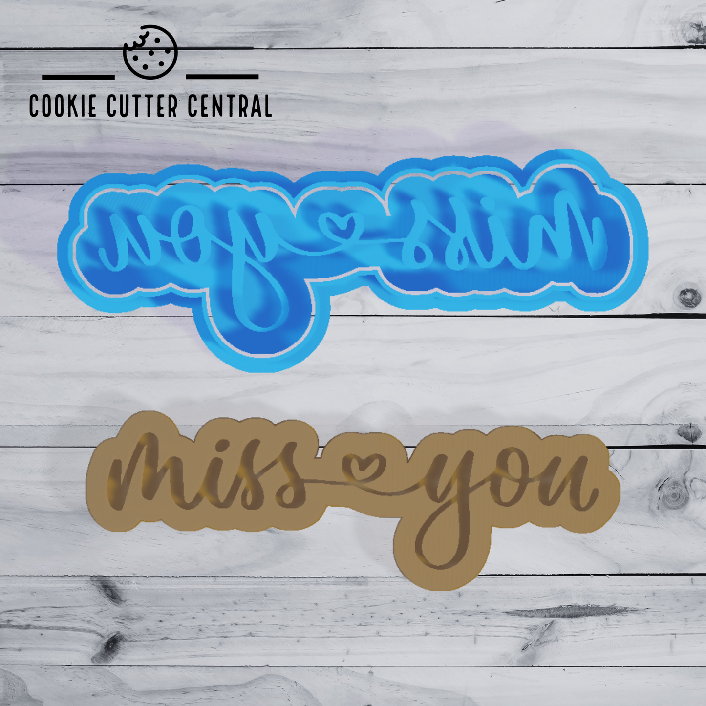 Miss You Heart Script Cookie Cutter and Embosser - 5cm x 14.7cm