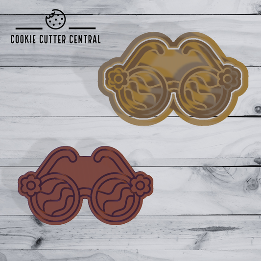 Retro Flower Sunglasses Cookie Cutter and Embosser - 5.2cm x 8.9cm