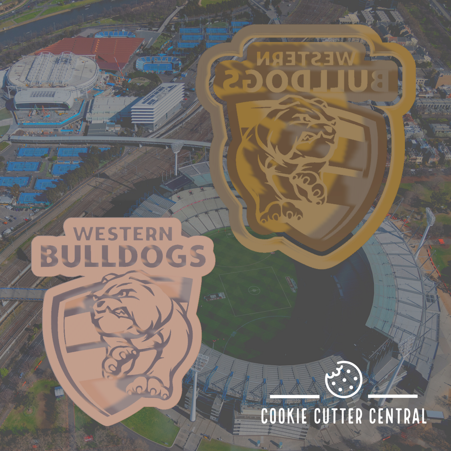 AFL Western Bulldogs Logo Cookie Cutter and Embosser - 7.2cm x 6.4cm