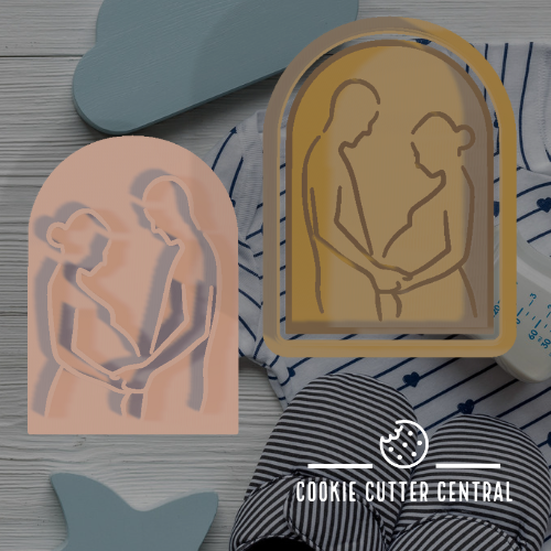 Pregnancy Couple Arch Cookie Cutter and Debosser - 7.1cm x 5cm