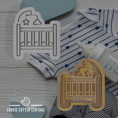 Baby Crib Cot Cookie Cutter and Embosser - 6.9cm x 6.2cm