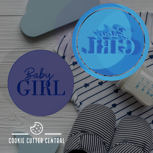 Baby Girl Cookie Cutter and Embosser - 6.5cm Round