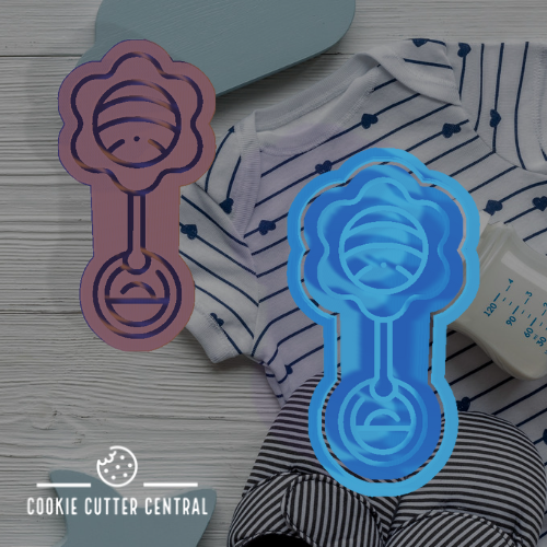Baby Rattle Cookie Cutter and Embosser - 9.5cm x 4.8cm
