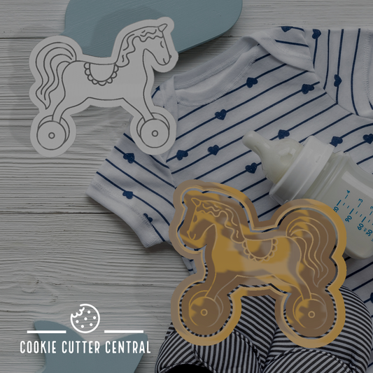 Baby Rockinghorse Cookie Cutter and Embosser - 6.8cm x 7.3cm