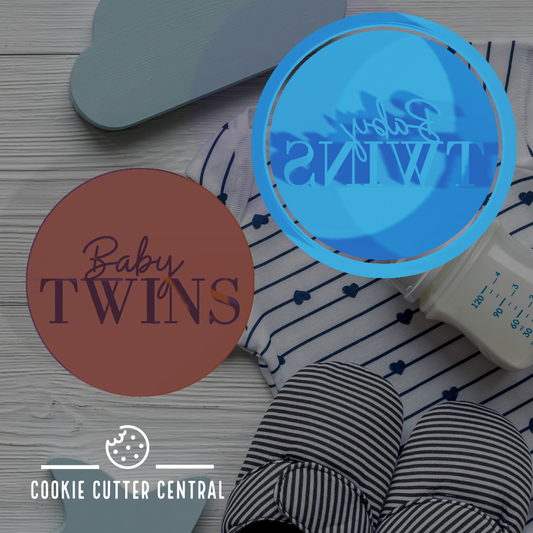 Baby Twins Cookie Cutter and Embosser - 6.5cm Round