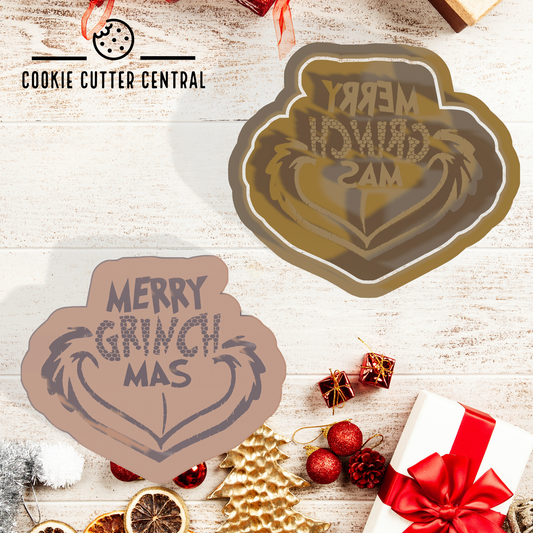 Christmas Grinch Merry Grinchmas Cookie Cutter and Embosser - 6.4cm x 7.4cm
