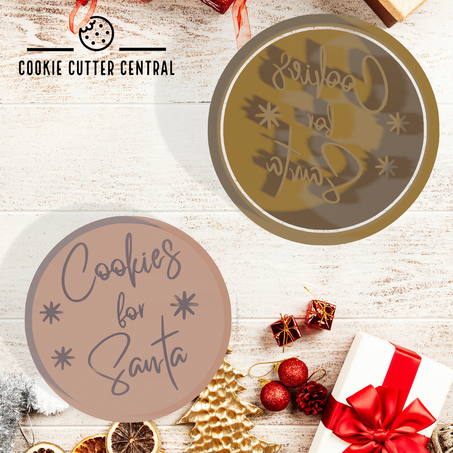 Christmas Cookies for Santa Cookie Cutter and Embosser - 6.5cm Round