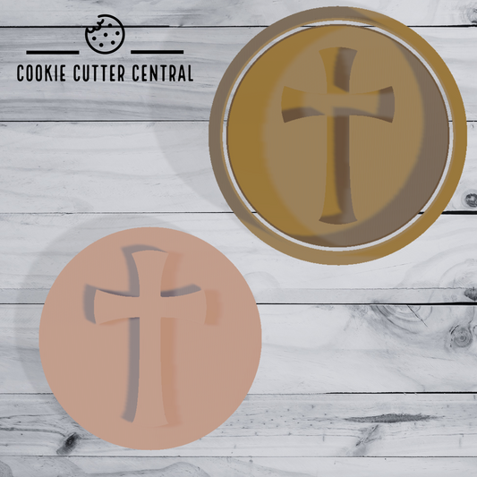 Cross Cookie Cutter and Debosser - 6.5cm Round