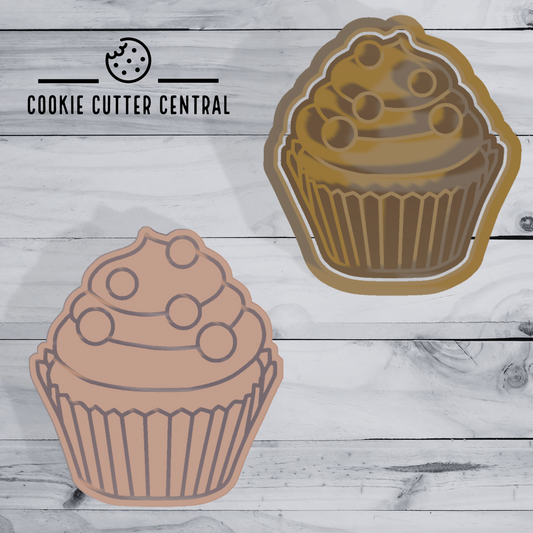 Cupcake Cookie Cutter and Embosser - 6.1cm x 7.4cm