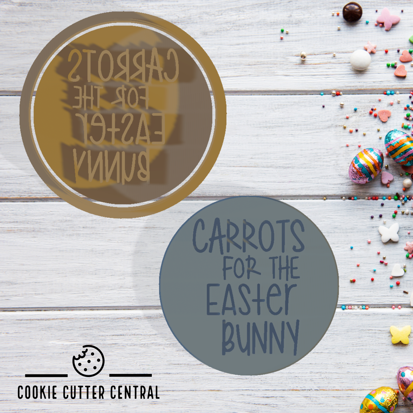Carrots for the Easter Bunny Cookie Cutter and Embosser - 6.5cm Round