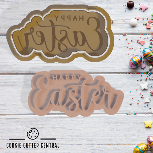 Happy Easter Cookie Cutter and Debosser - 4.5cm x 9.1cm