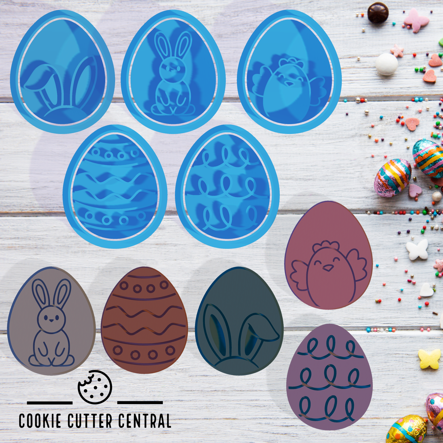 Mini Easter Egg Cutter and Embosser Set - 5.5cm x 4.5cm