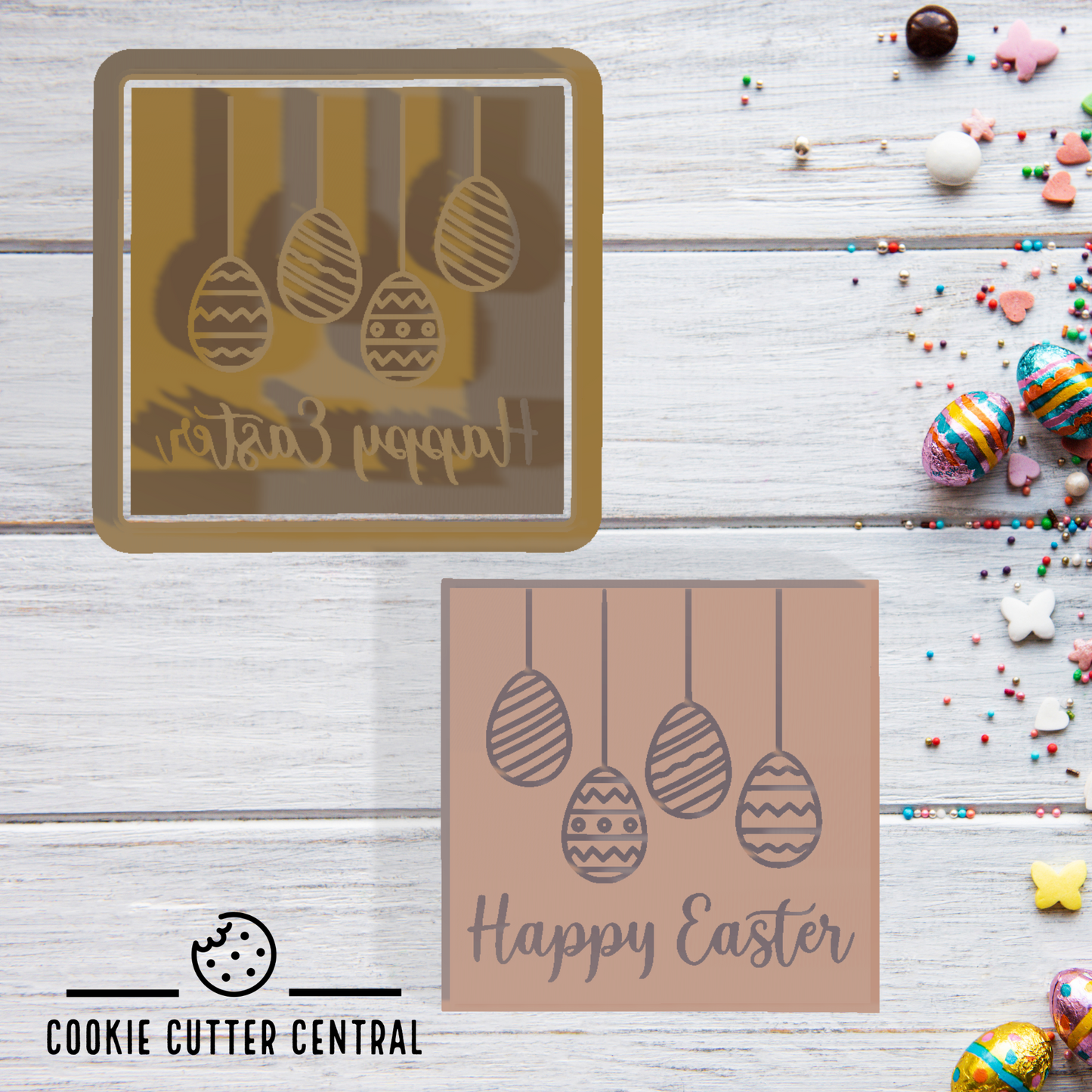 Happy Easter Eggs Cookie Cutter and Embosser - 6.6cm x 6.7cm
