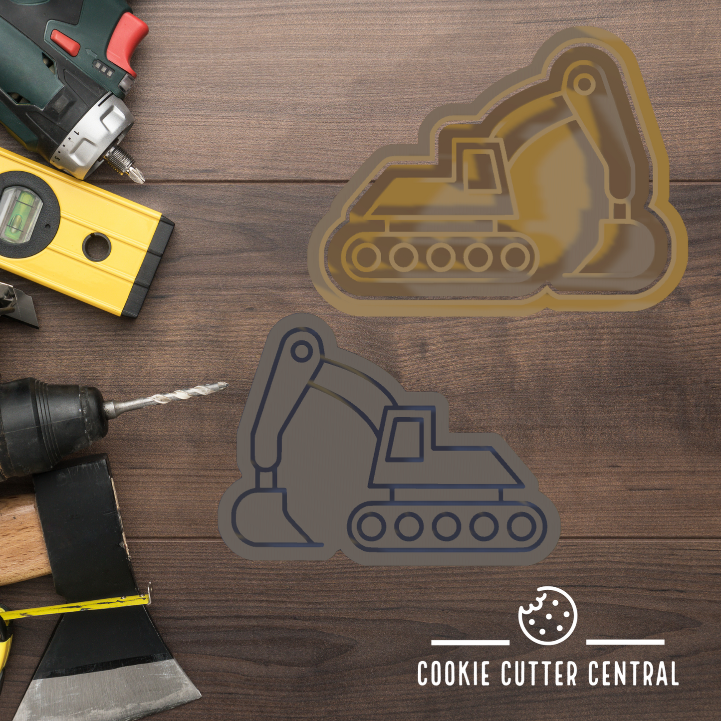 Excavator Cookie Cutter and Embosser - 6.1cm x 8.3cm