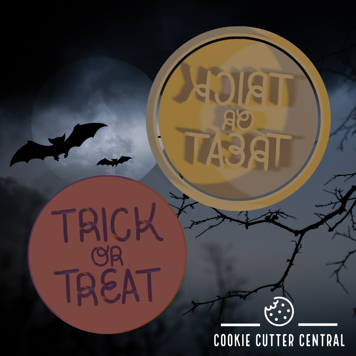 Trick or Treat Cookie Cutter and Embosser - 6.5cm Round