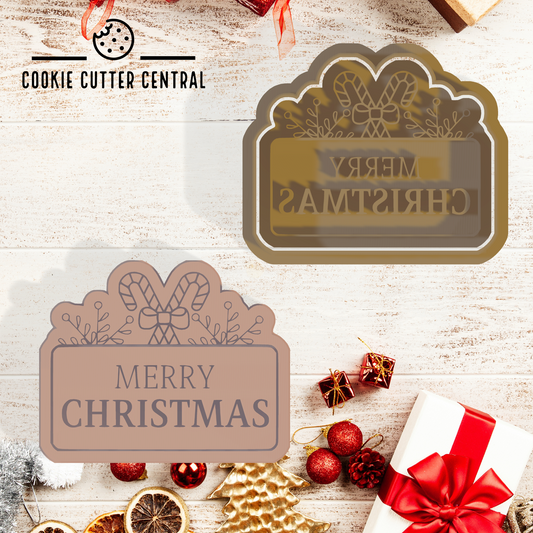 Merry Christmas Cookie Cutter and Embosser - 5.6cm x 6.9cm