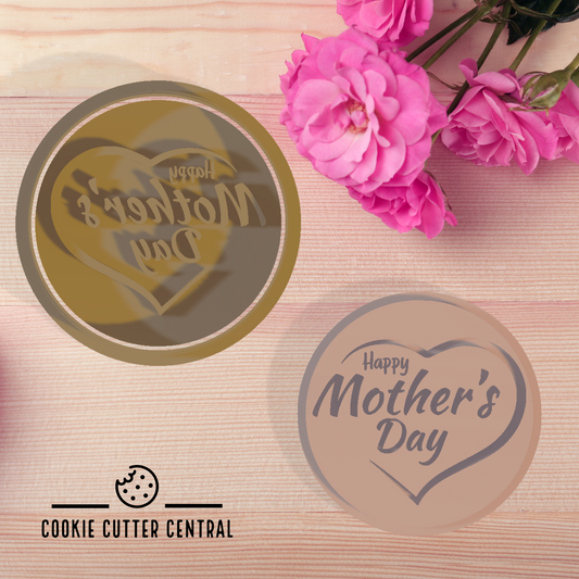 Happy Mother's Day Cookie Cutter and Embosser - 6.5cm Round