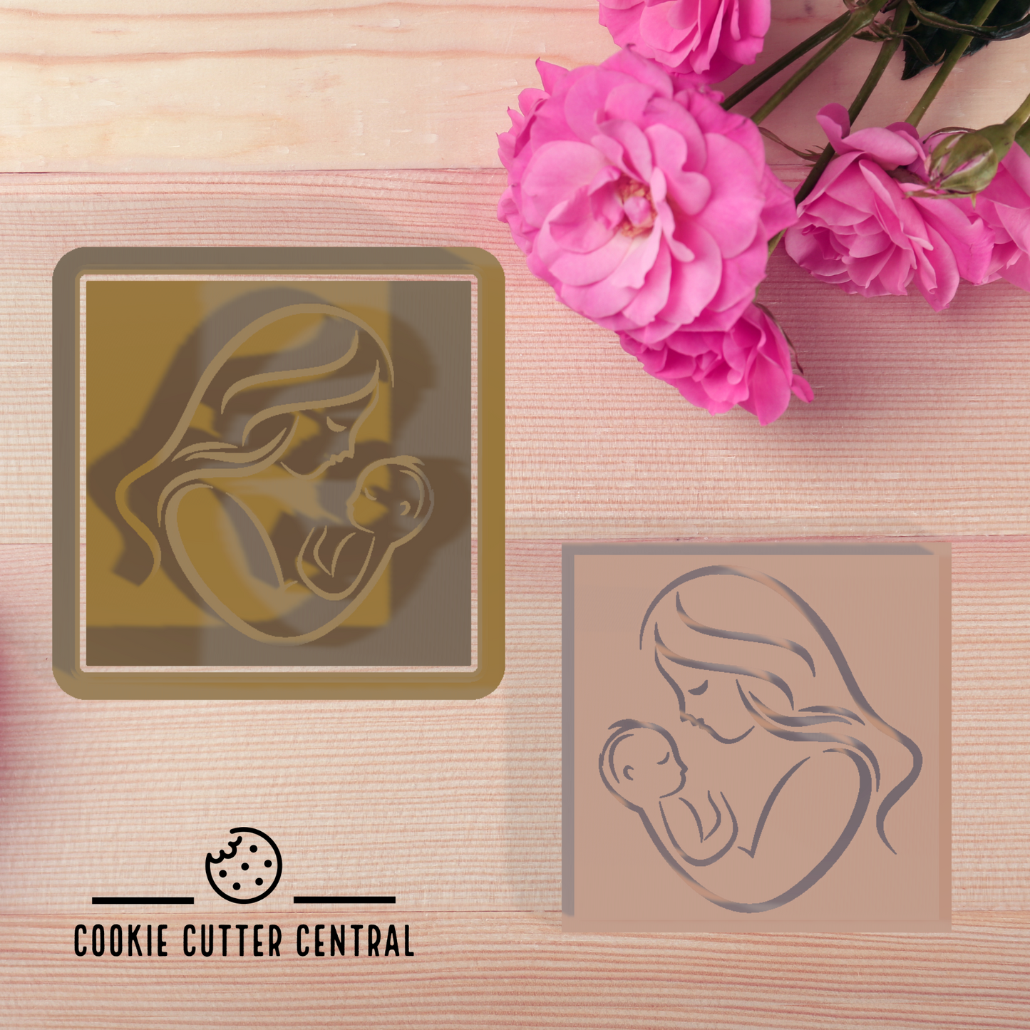 Mother and Baby Cookie Cutter and Embosser - 5.8cm Square