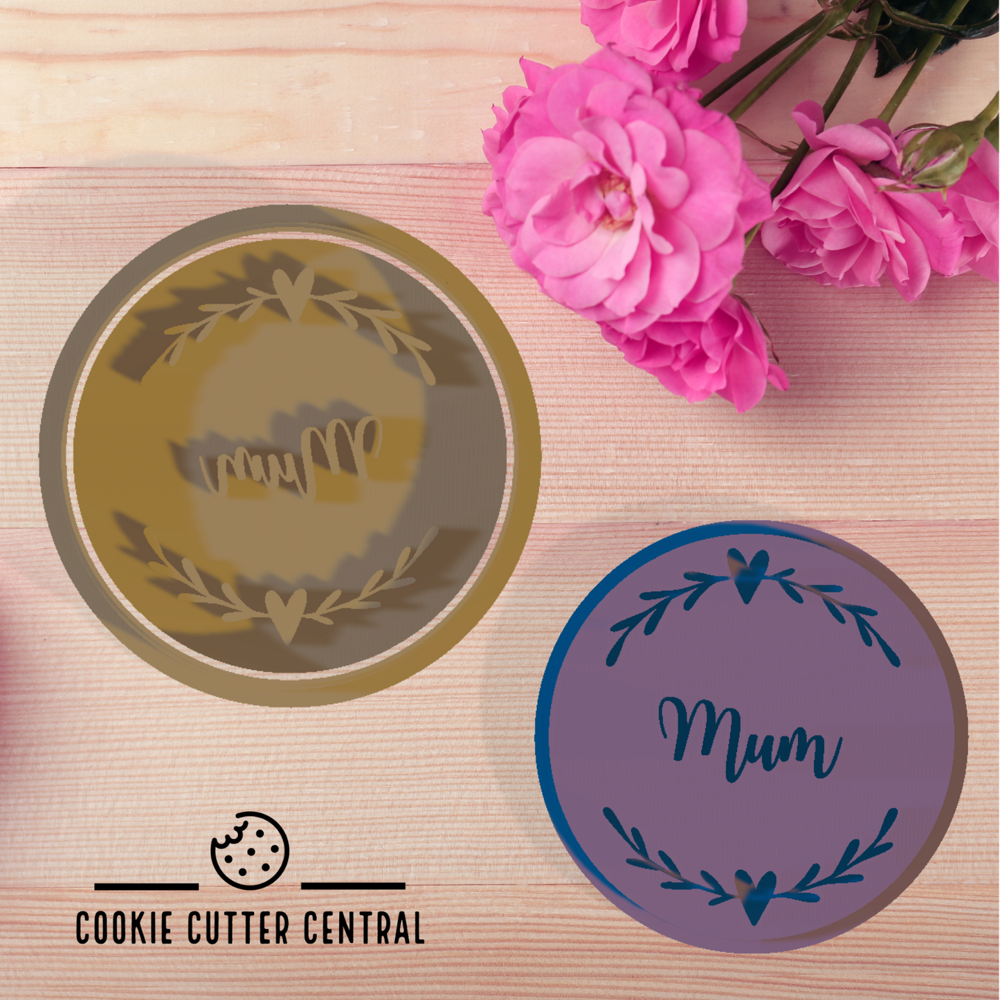 Mum Cookie Cutter and Embosser - 6.5cm Round