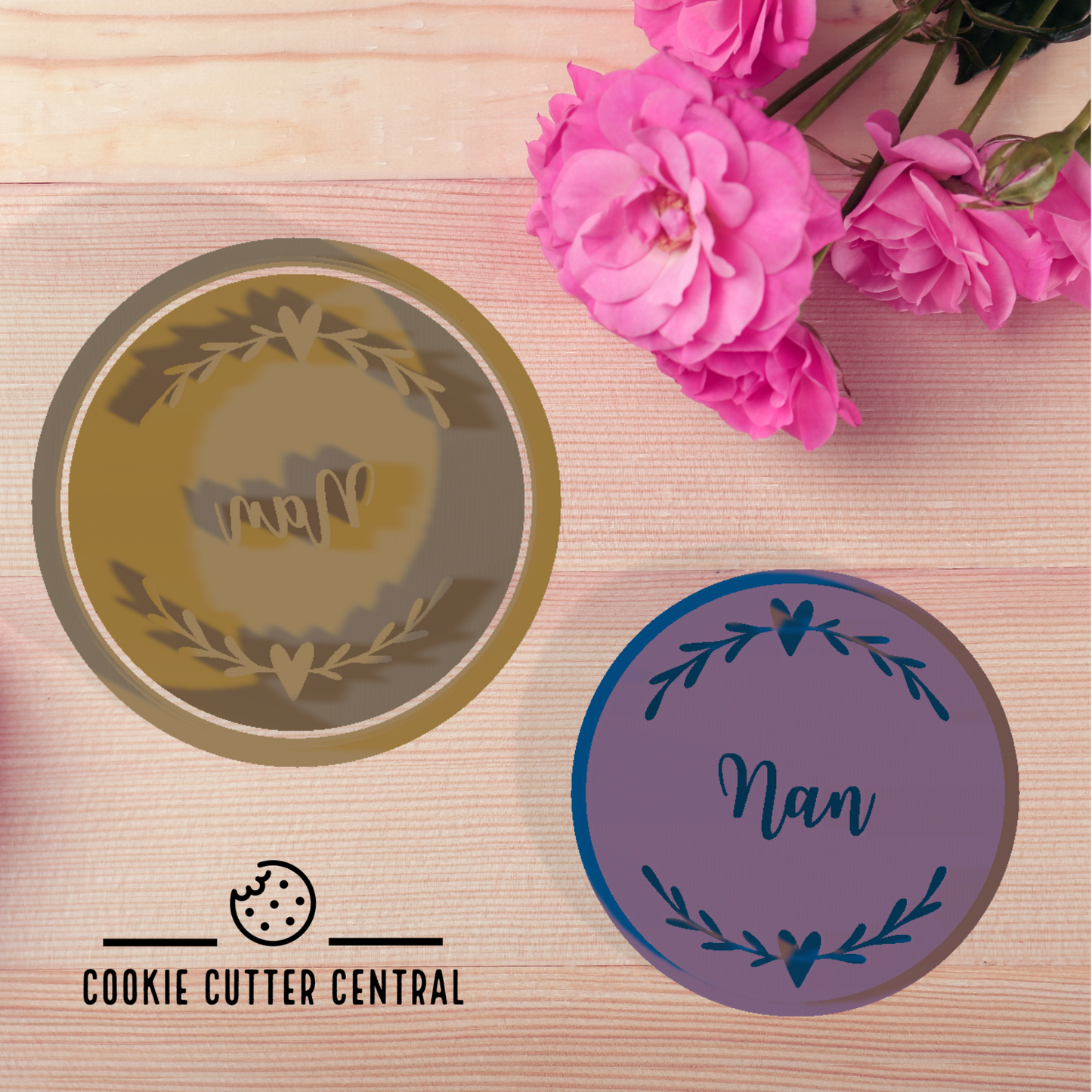 Nan Cookie Cutter and Embosser - 6.5cm Round