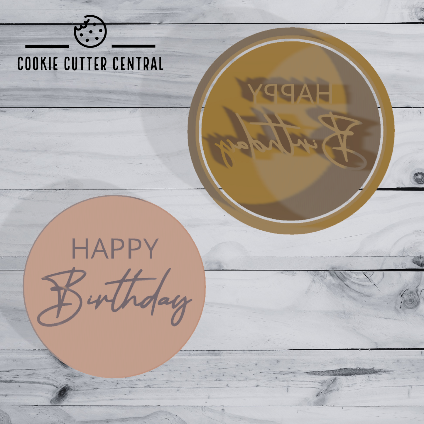 Happy Birthday Cookie Cutter and Embosser - 6.5cm Round