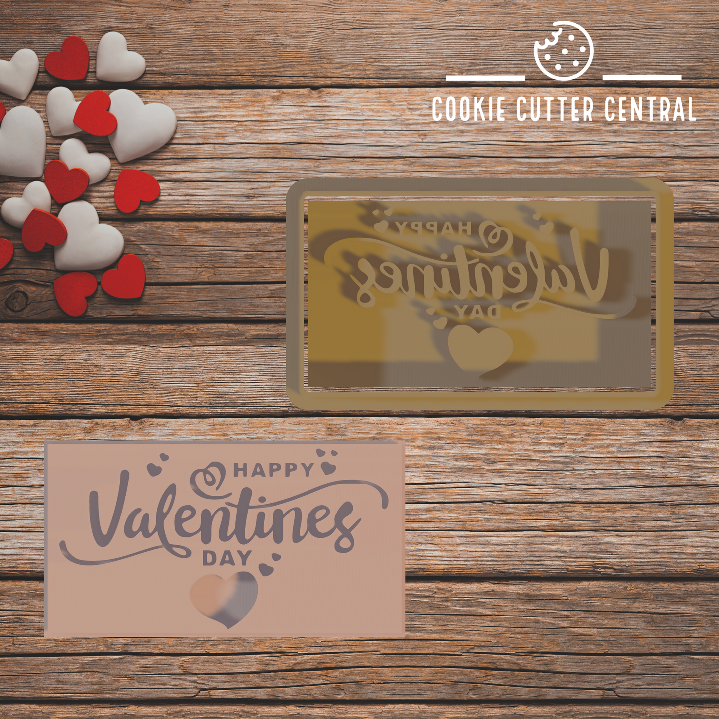 Happy Valentine's Day Rectangle Cookie Cutter and Embosser - 4.2cm x 7.8cm