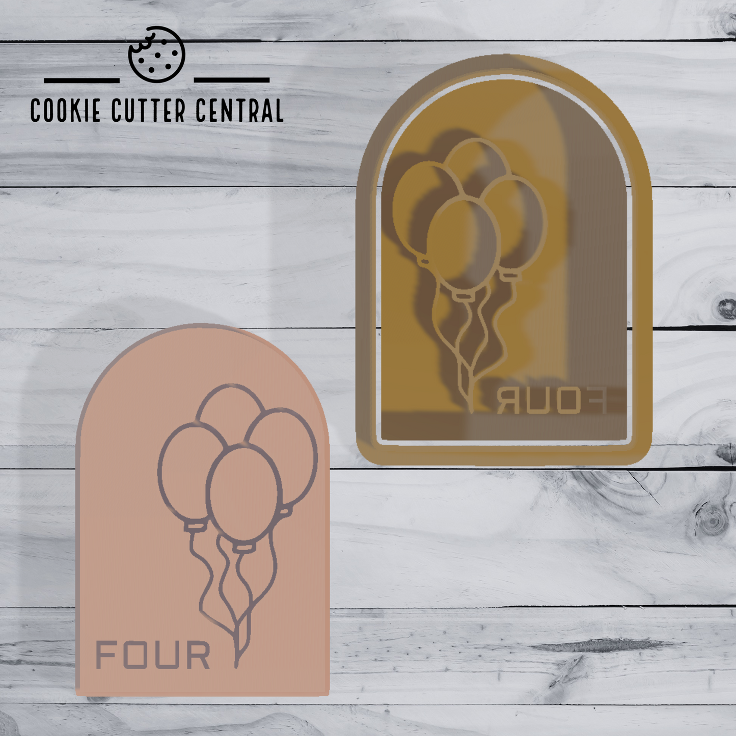 Four (4th Birthday) Arch with Balloons Cookie Cutter and Embosser - 7.3cm x 5cm