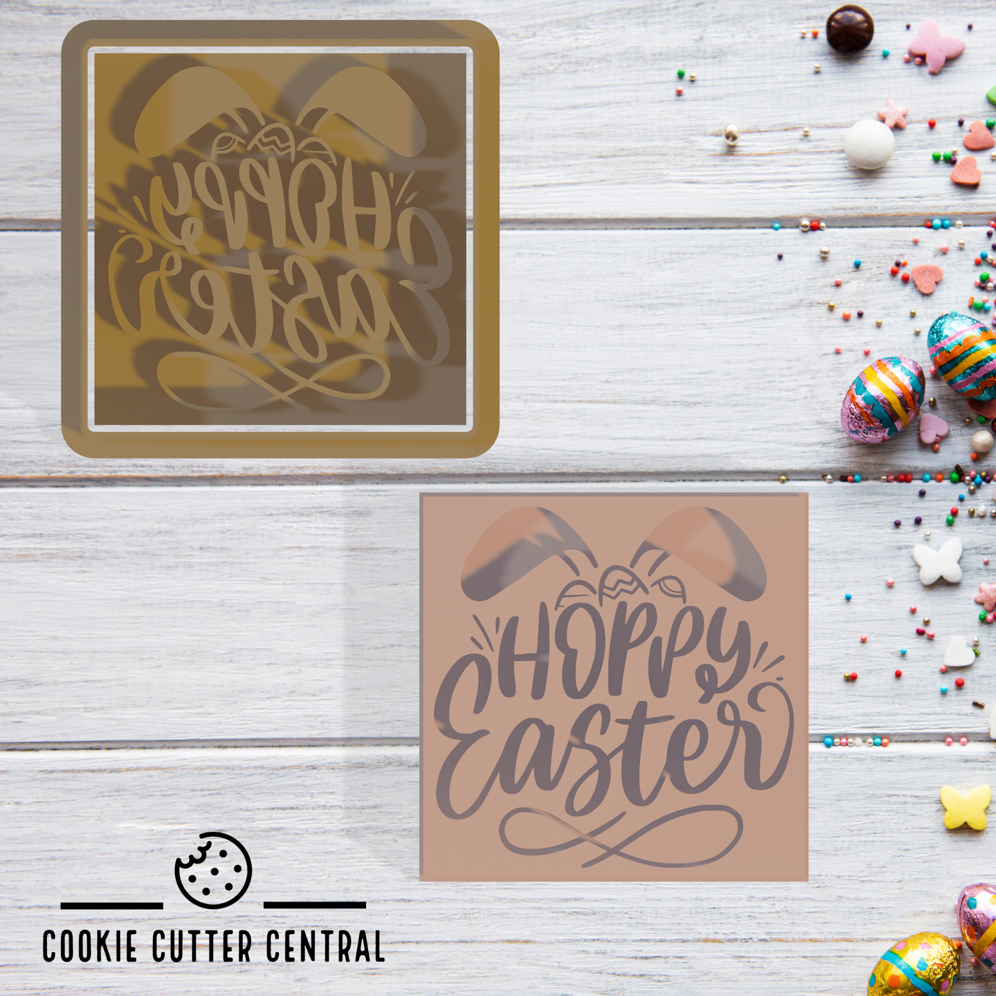 Hoppy Easter Cookie Cutter and Embosser - 5.8cm Square