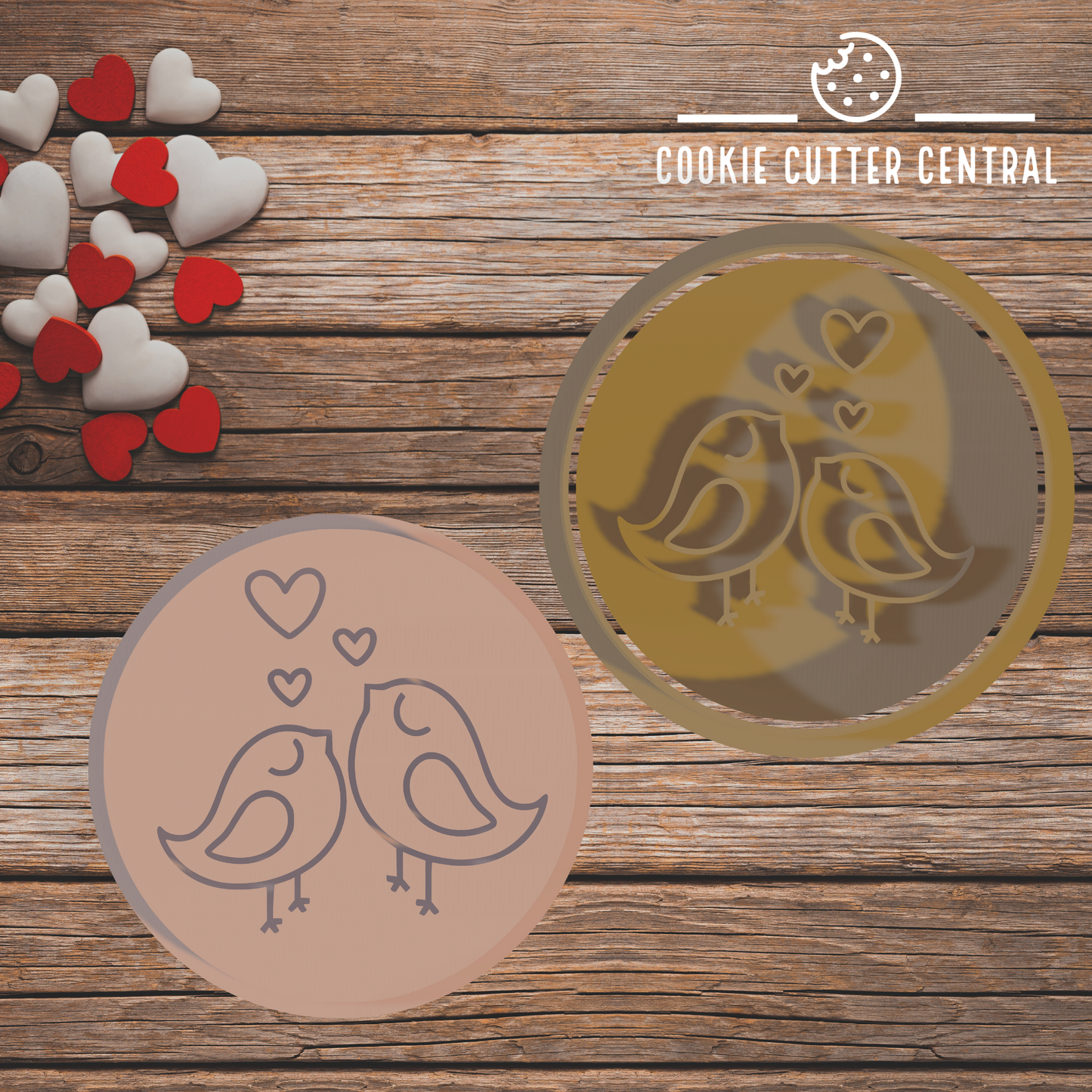 Love Birds Cookie Cutter and Embosser - 6.5cm Round