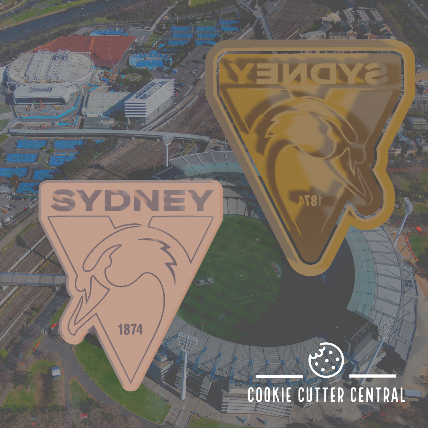 AFL Sydney Swans Cookie Cutter and Embosser - 7.6cm x 6.8cm