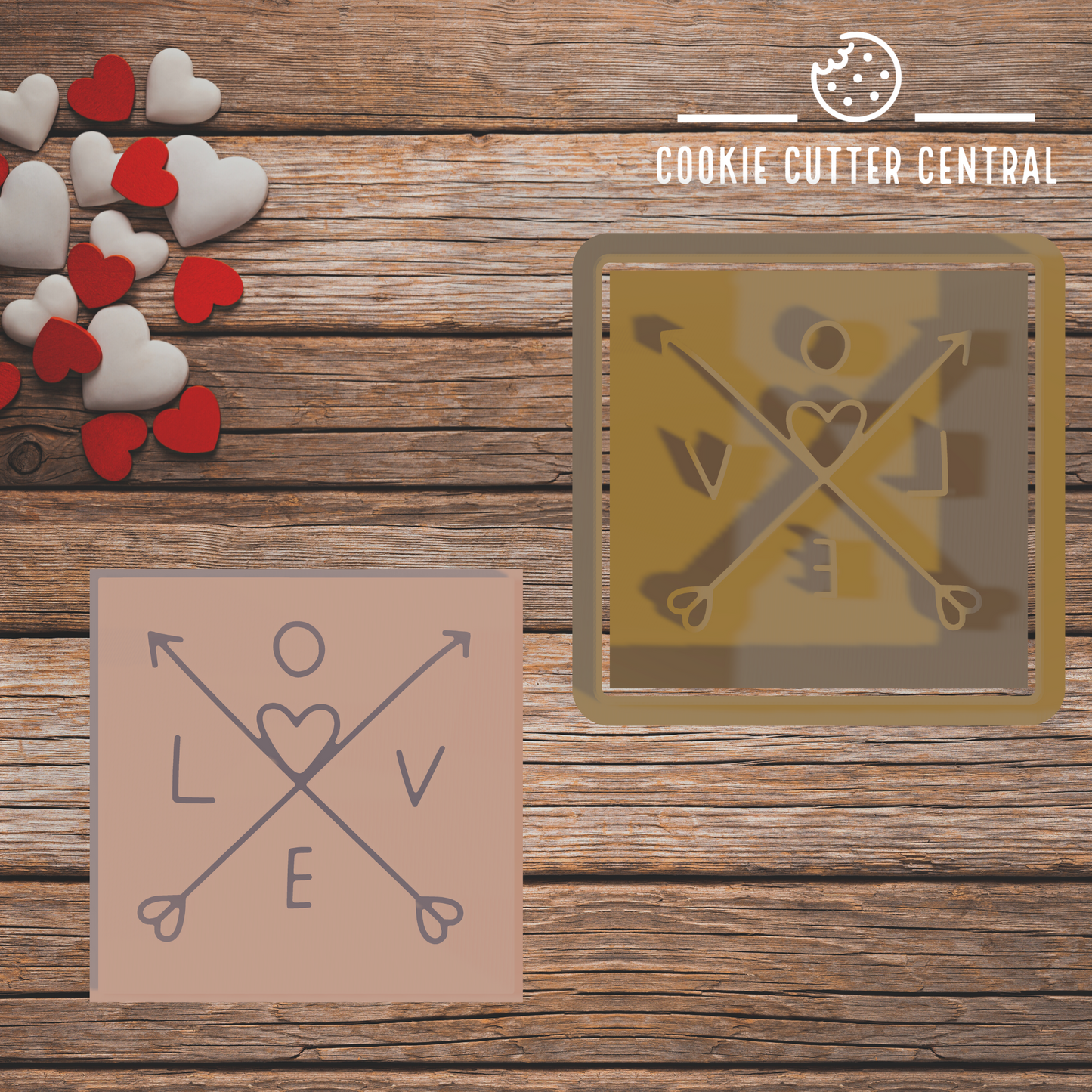 Arrow Love Cookie Cutter and Embosser - 5.8cm Square