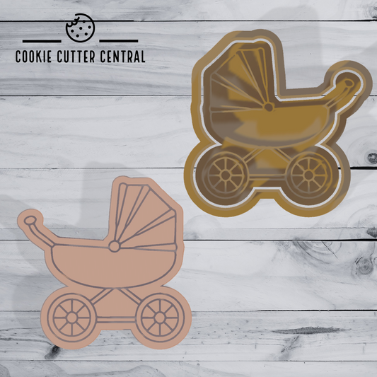 Pram Cookie Cutter and Embosser - 7.2cm x 7.2cm