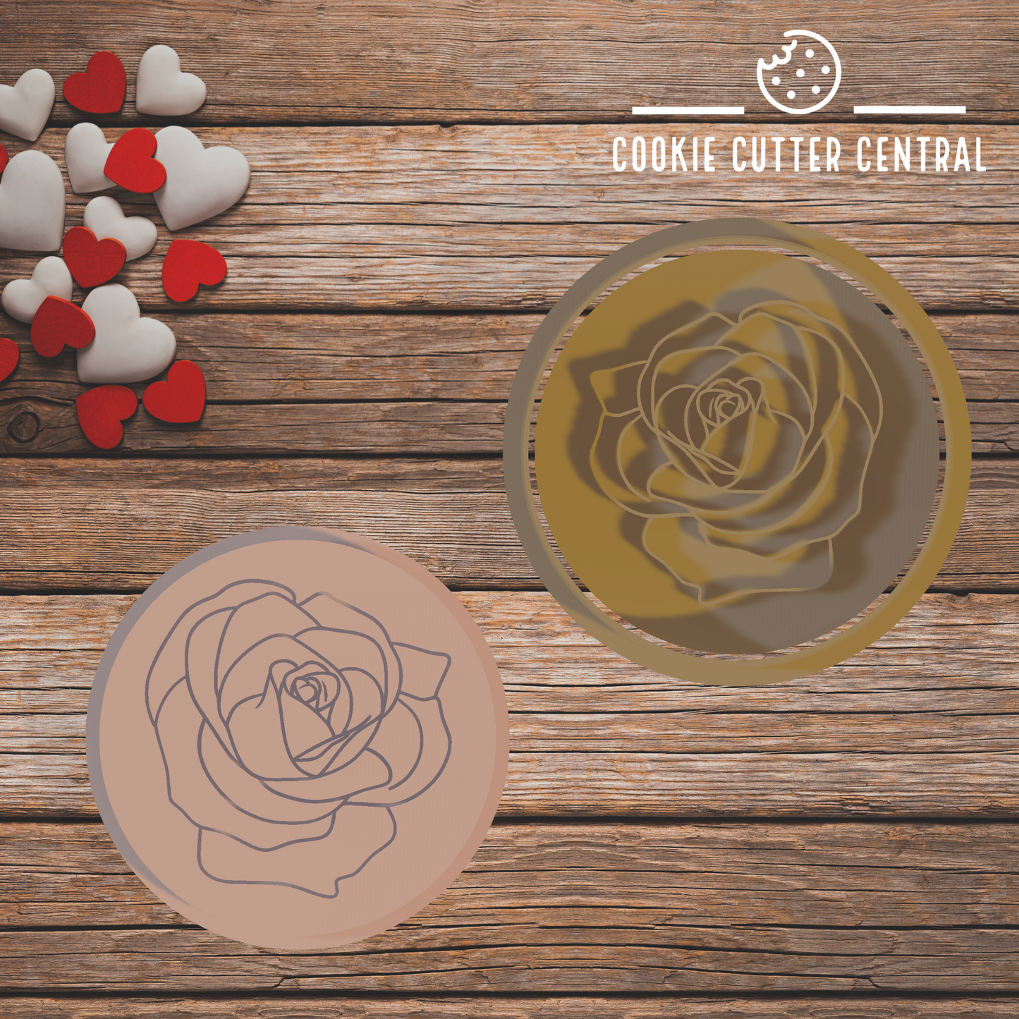 Rose Cookie Cutter and Embosser - 6.5cm Round