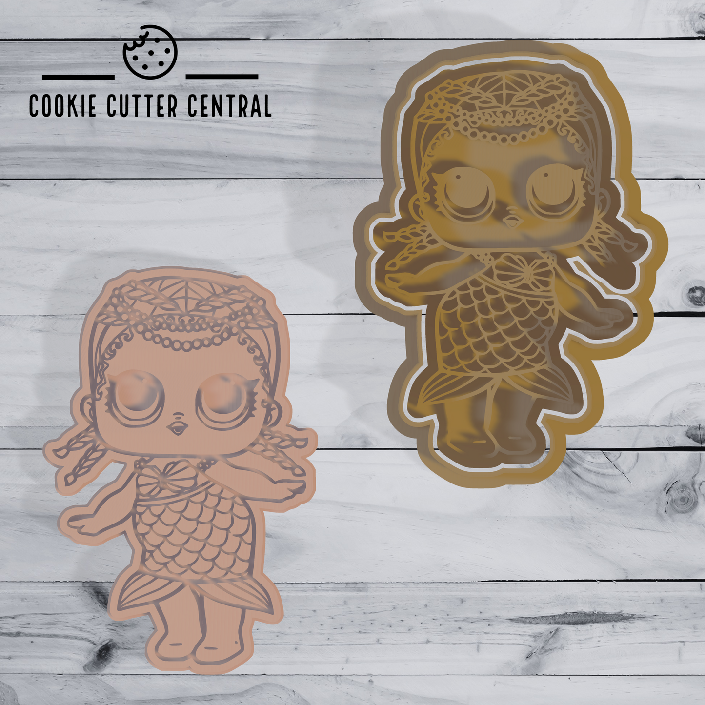 LOL Mermaid Doll Cookie Cutter and Embosser - 10cm