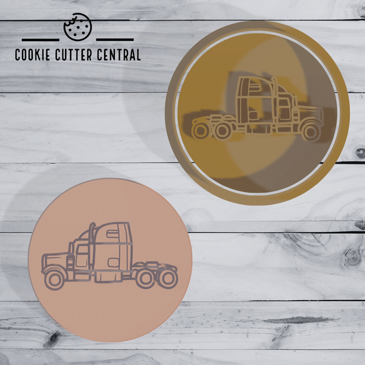 Truck (Design 6) Cookie Cutter and Embosser - 6.5cm Round