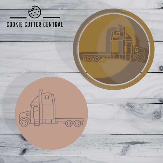 Truck (Design 5) Cookie Cutter and Embosser - 6.5cm Round