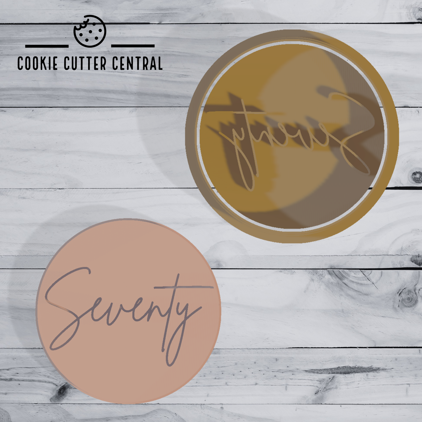 Seventy (70th Birthday) Cookie Cutter and Embosser - 6.5cm Round