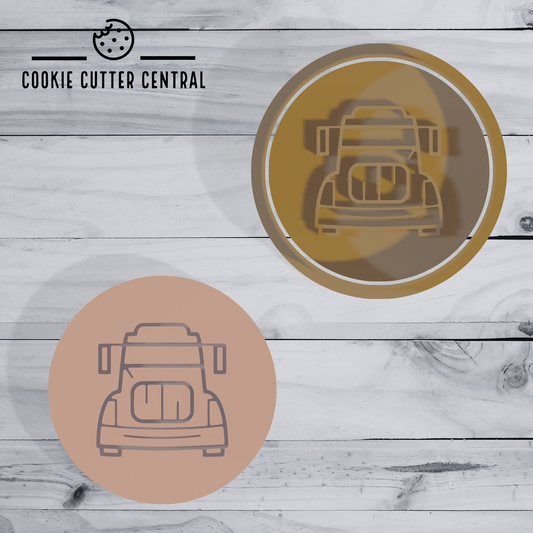 Truck (Design 3) Cookie Cutter and Embosser - 6.5cm Round