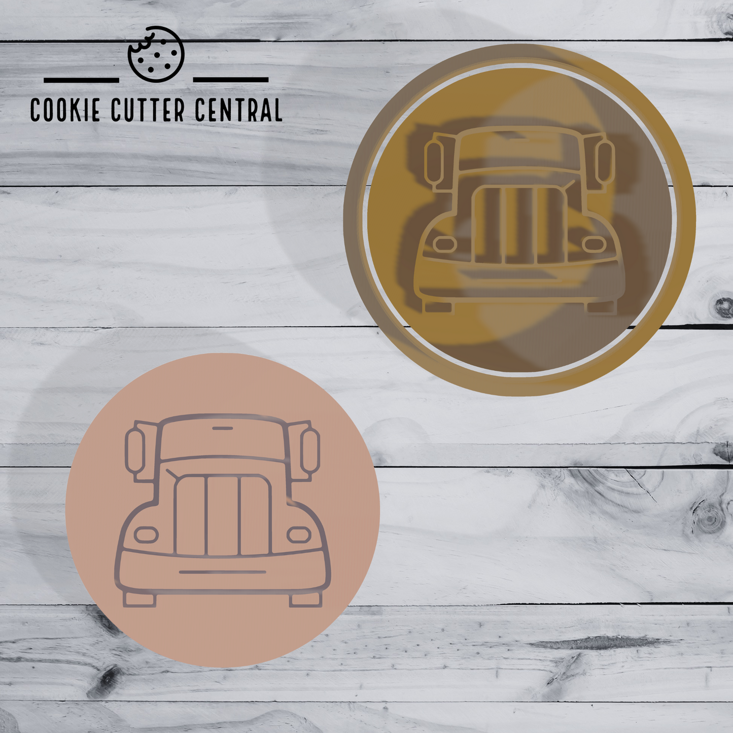 Truck (Design 4) Cookie Cutter and Embosser - 6.5cm Round