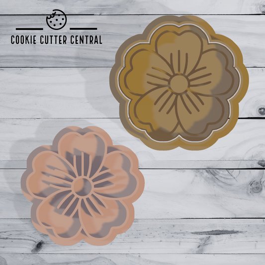 Flower (Design 1) Cookie Cutter and Debosser - 6cm x 5.8cm