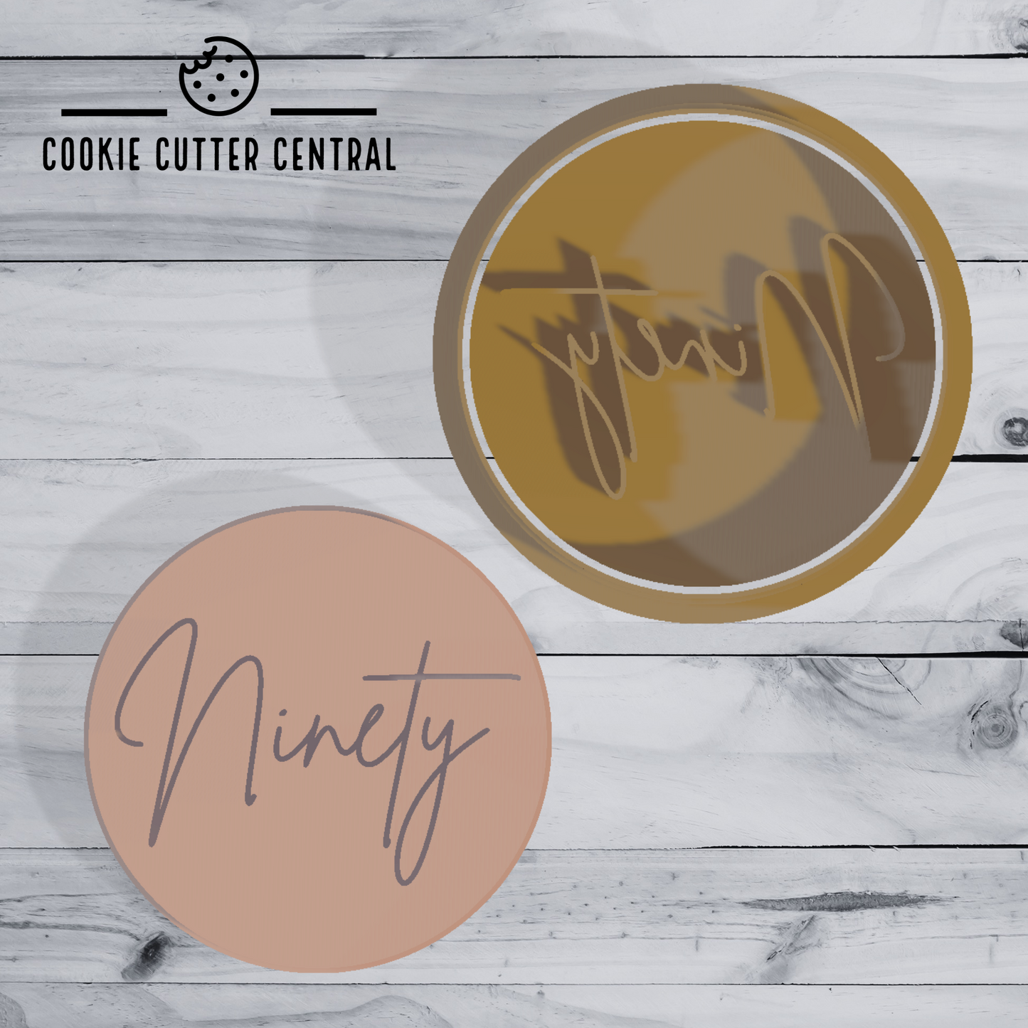 Ninety (90th Birthday) Cookie Cutter and Embosser - 6.5cm Round