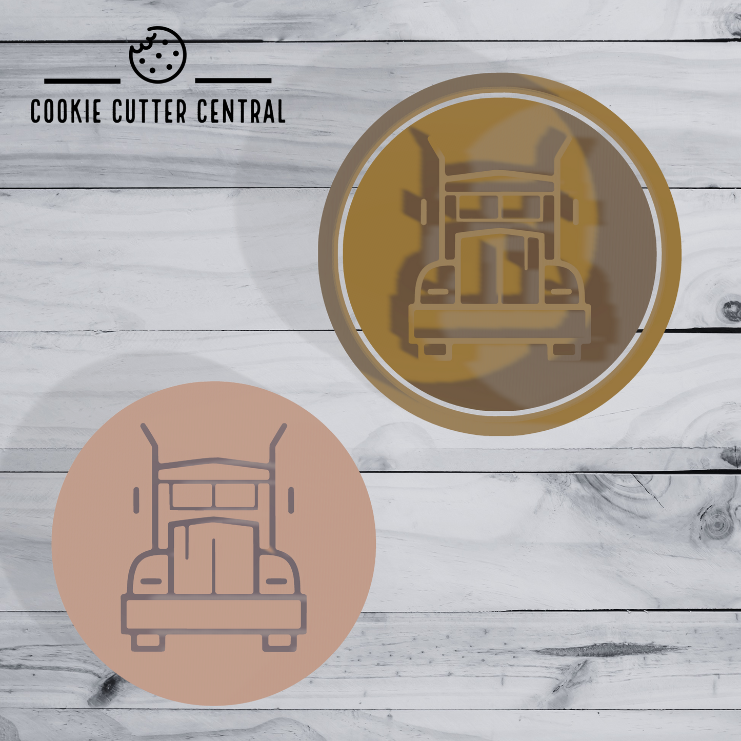 Truck (Design 2) Cookie Cutter and Embosser - 6.5cm Round