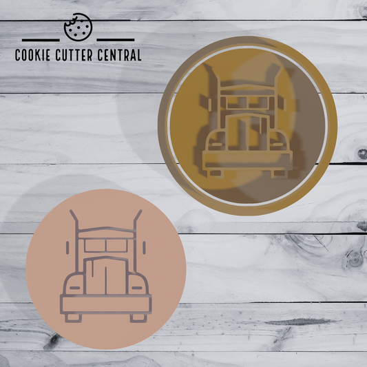 Truck (Design 2) Cookie Cutter and Embosser - 6.5cm Round