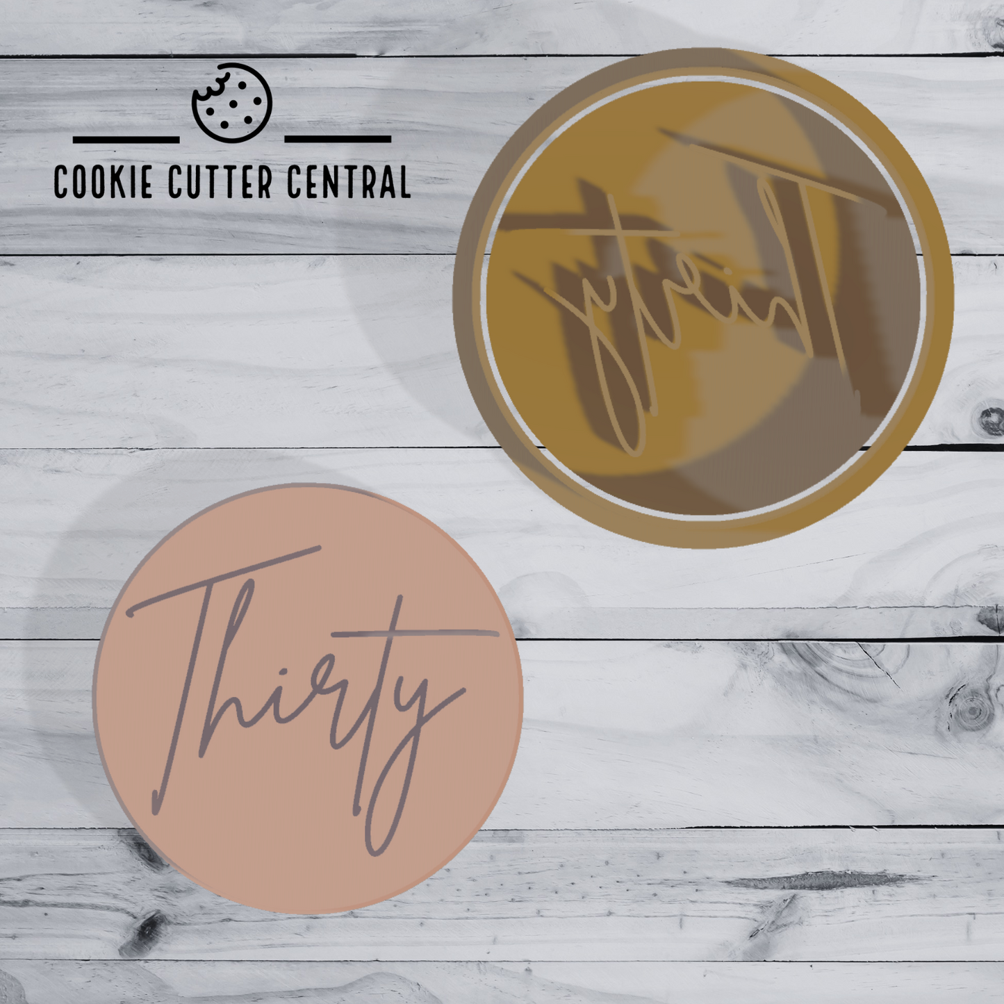 Thirty (30th Birthday) Cookie Cutter and Embosser - 6.5cm Round