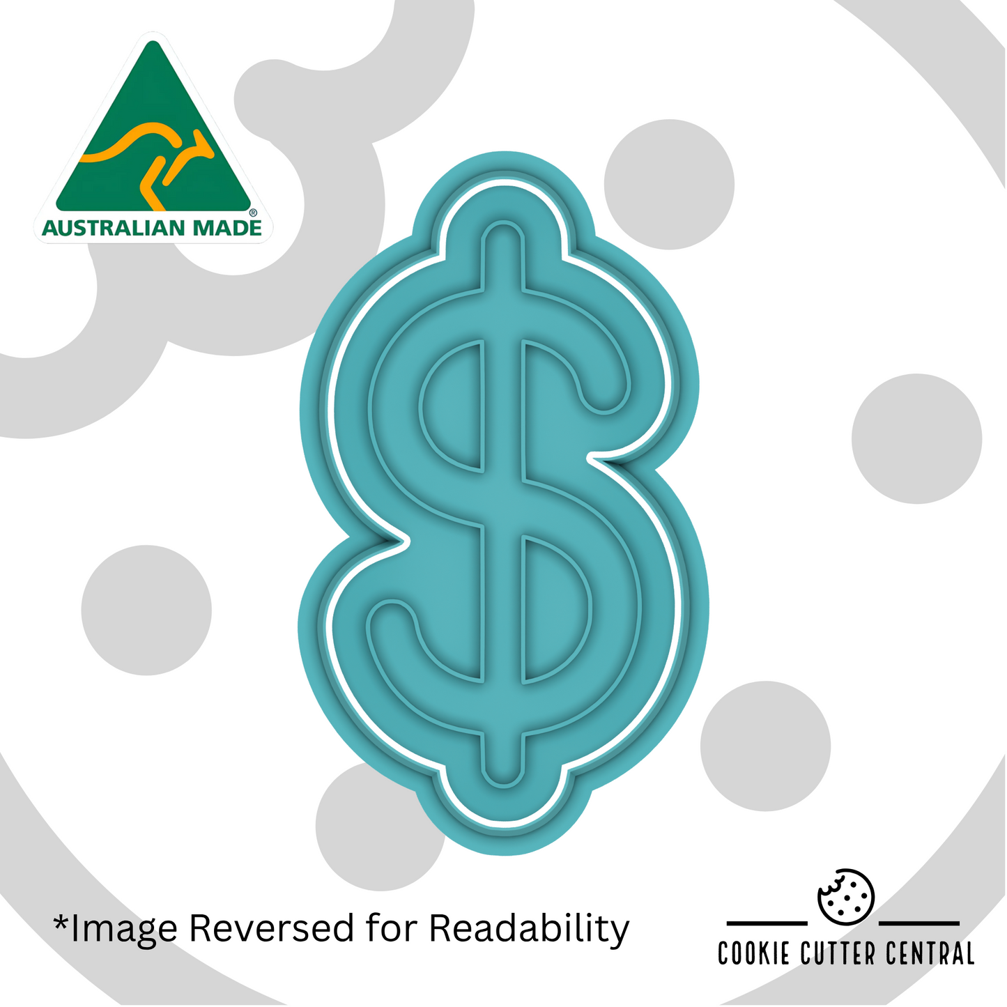 Dollar Sign Cookie Cutter and Embosser - 9.2cm x 5cm