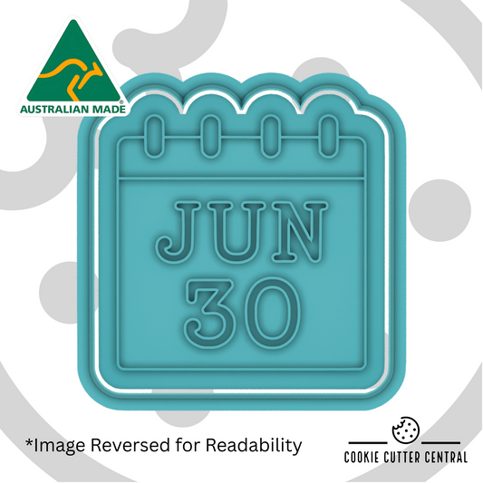 June 30 Calendar Cookie Cutter and Embosser - 6.9cm x 7cm